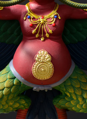 彩绘大鹏金翅鸟铜像摆件