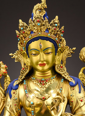 全鎏金白度母铜像摆件