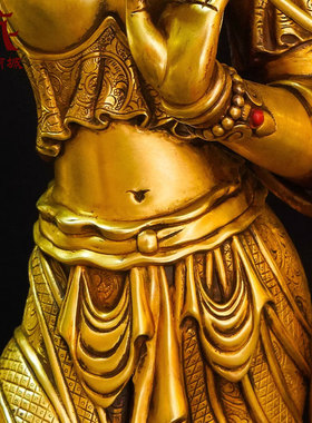 鎏金铜像雕花绿度母摆件