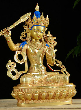 文殊雕像摆件鎏金雕像