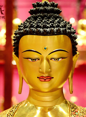 释迦族手工制作《药师佛》室内家用尼泊尔进口《琉璃光如来》铜像