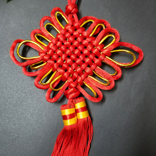 18*45cm8盘金边红色中国结传统手工中国结新年节日装扮店铺客厅 - 图1