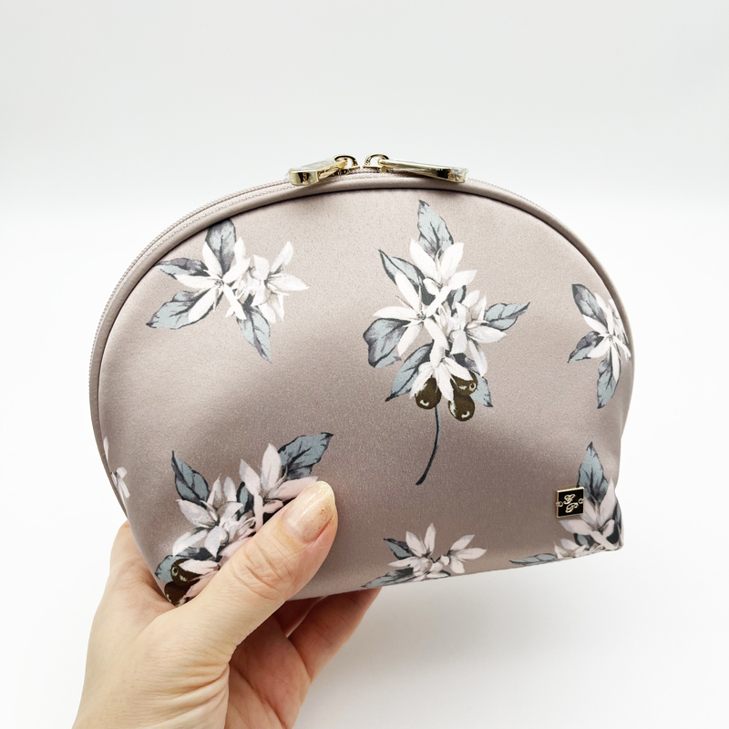 petit trouver 咖啡豆花手提小化妆包 迷你小桶包 半圆梯形杂物包 - 图1