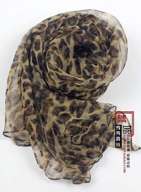 丝巾真丝薄款女士豹纹桑蚕丝披肩