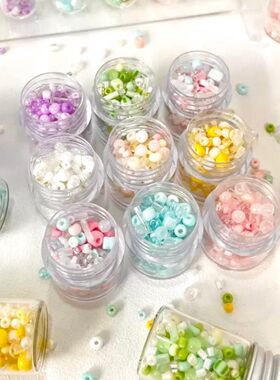 浅色系项链diy串珠玻璃