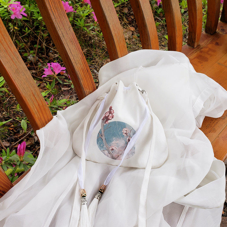 新款古风印花汉服包流苏包 斜跨包单肩包帆布包搭配古装服饰荷包X,淘宝优惠券,粉丝福利购,淘宝优惠卷