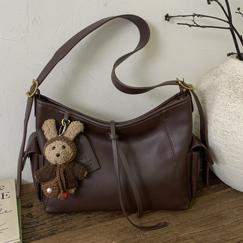 大容量托特包包女 2026新款潮高级感复古休闲百搭单肩斜挎水桶包N,淘宝优惠券,粉丝福利购,淘宝优惠卷