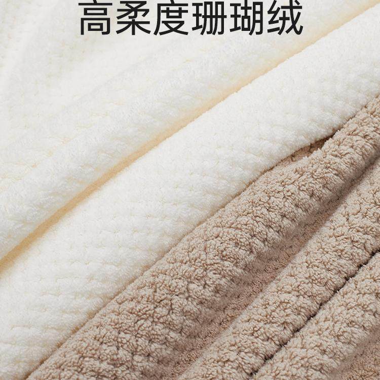 成人浴袍女珊瑚绒睡袍菠萝格简约柔软舒适吸水速干软软糯糯长浴衣,淘宝优惠券,粉丝福利购,淘宝优惠卷