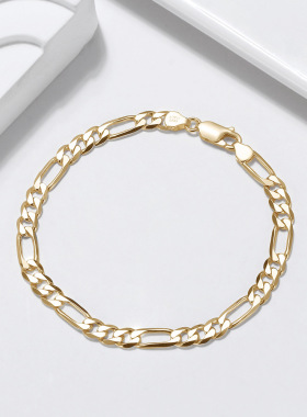 严选S925纯银手链 费加罗手链5mm车花子母链 嘻哈个性男女款批发