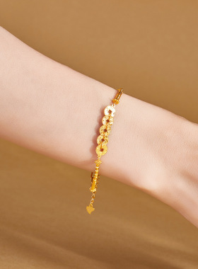 S925纯银五帝钱币手链女时尚精致轻奢小众高级感手饰送女朋友礼物