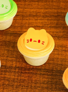 夜光猫咪蛋挞 微缩磨砂底亮油DIY仿真食玩手机冰箱贴迷你超市配件