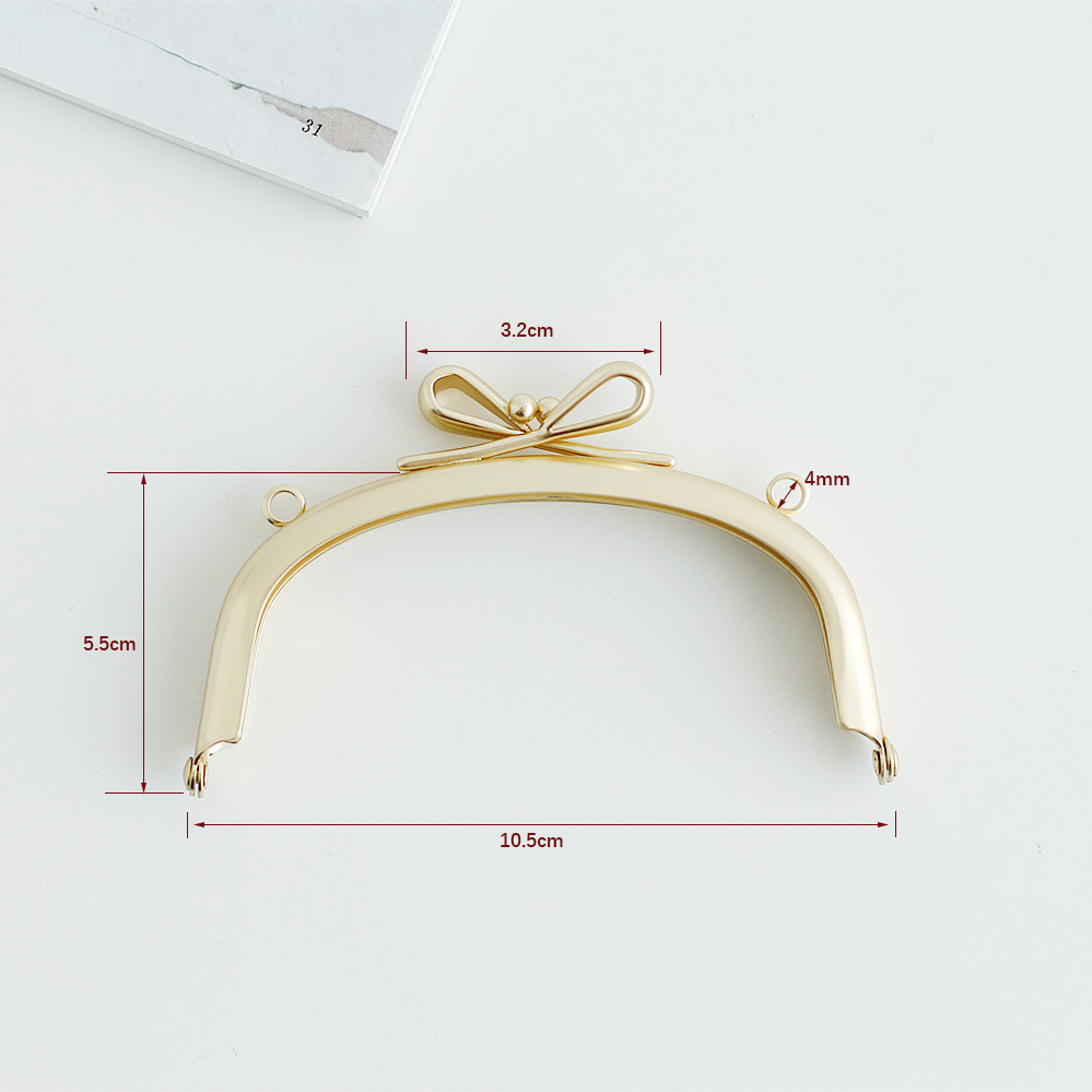 10.5cm弧形蝴蝶结头无孔螺丝口金/口金包配件-图0