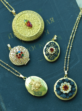 吊坠莱茵石西洋古董饰品毛衣链