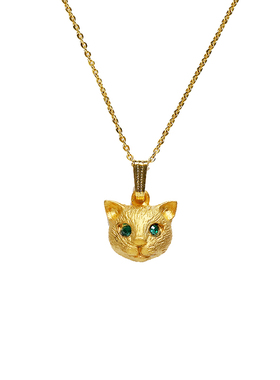 兔子本命年礼物项链祖母绿捷克钻小兔头吊坠锁骨项链