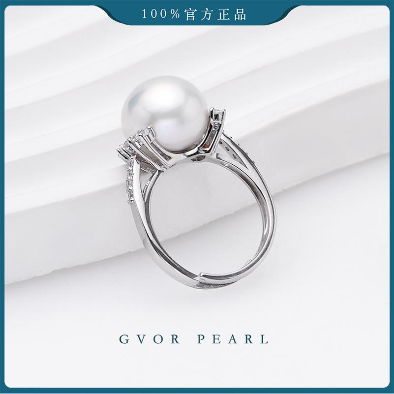 S925 silver freshwater nucleated white pearl ring 11-12mm C1228