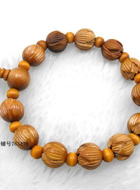 桃木莲花佛珠手链好运连连手串男女式手镯平安符