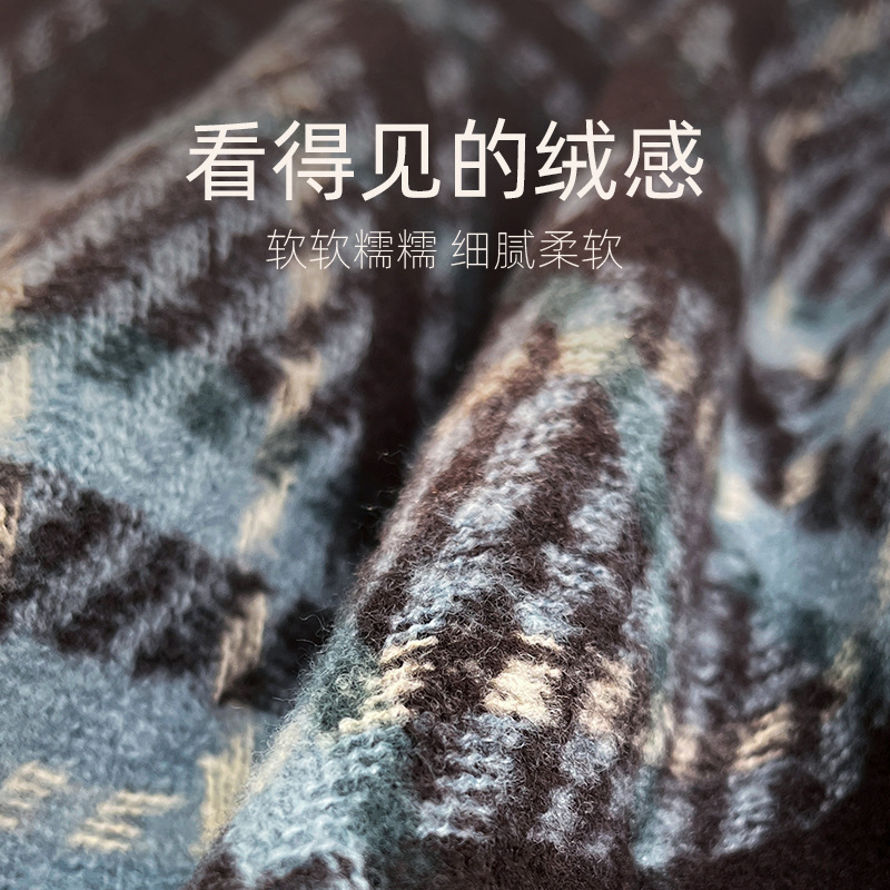 CACUSS秋冬季围巾仿羊绒格子保暖情侣百搭韩系学生围脖礼物高级感 - 图2