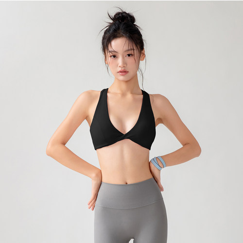 元力小咖交叉美背运动内衣女裸感瑜伽服跑步健身文胸速干瑜伽背心 - 图2
