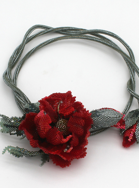 手工定制项圈米珠牡丹花项圈