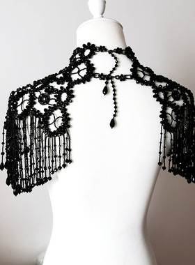 水晶重工华丽风披肩流苏礼服项链