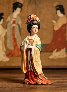 《簪花仕女图》同款仕女摆件