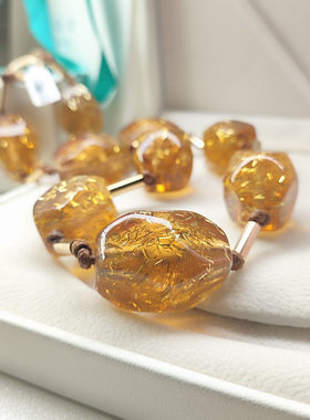 金丝琥原石半宝韩国直购项链短链