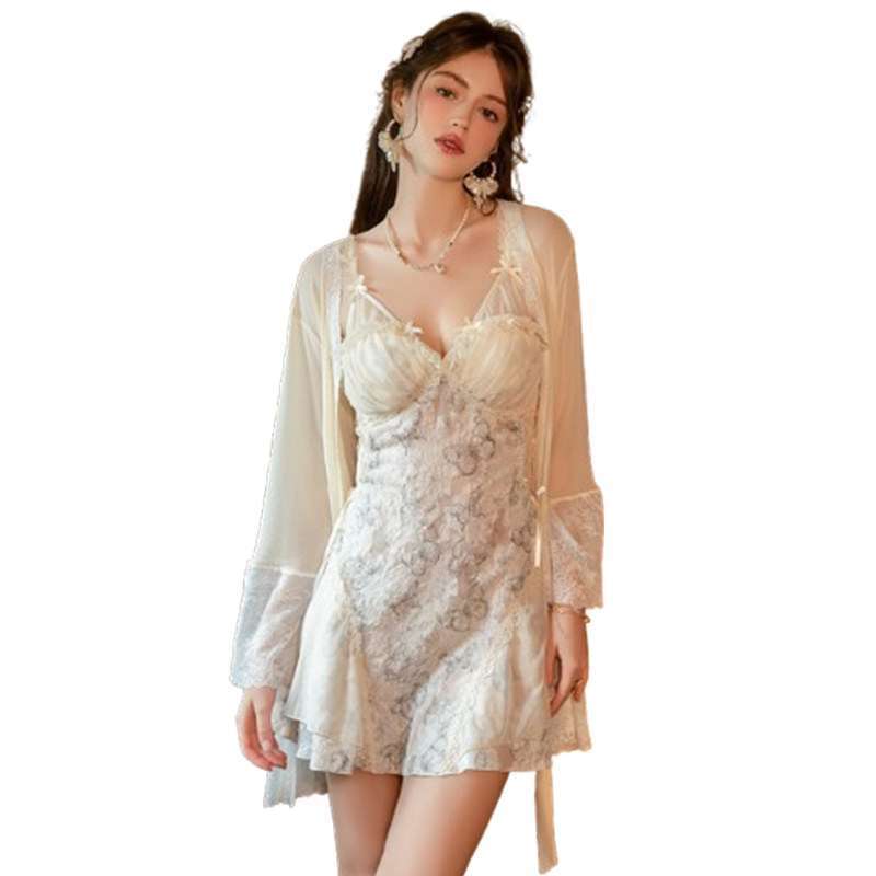 法式高端奢华性感睡衣蕾丝吊带睡裙女冬季珊瑚绒带胸垫仙气家居服,淘宝优惠券,粉丝福利购,淘宝优惠卷