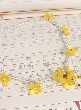 中秋节礼物儿童少女桂花珍珠璎珞汉服汉元素百搭款式