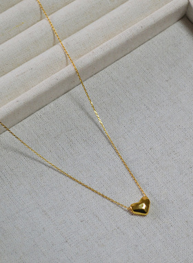 日韩小众设计简约小巧精致锤面爱心时尚通勤气质百搭项链锁骨链女