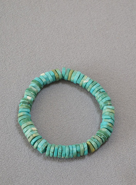 8mm小众个性气质复古夸张不规则切角绿松石隔片串珠弹力手环手串