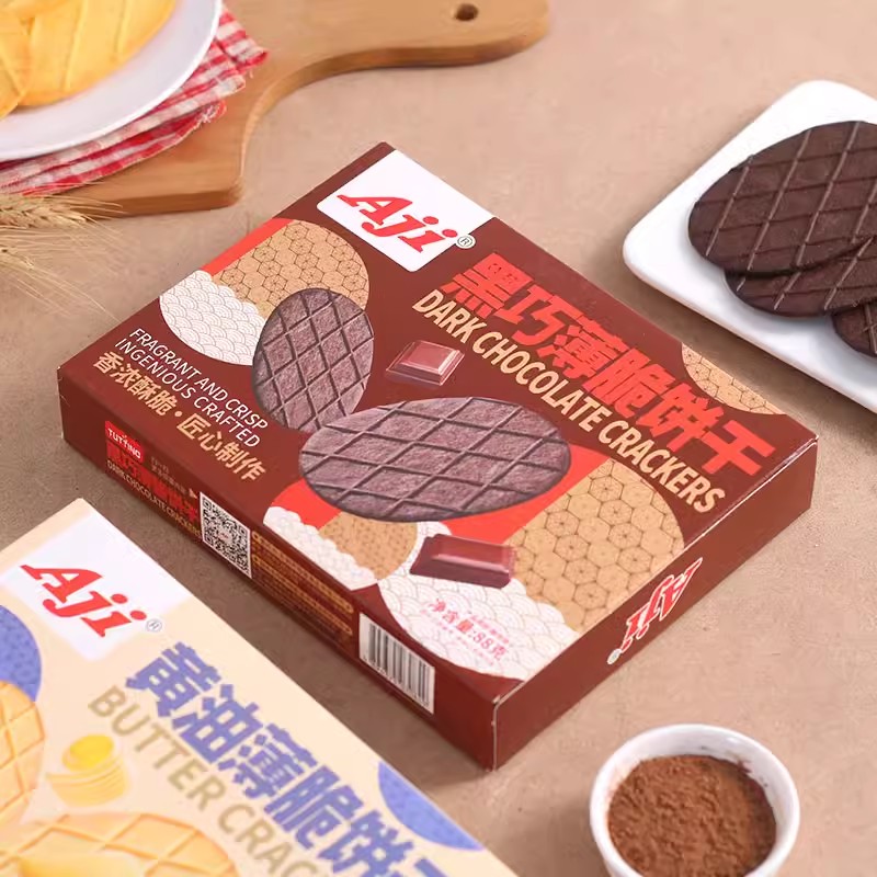 Aji黑巧薄脆饼干88g巧克力华夫脆黄油网红办公室小吃休闲零食品 - 图1