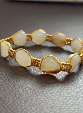 金镶白玉籽料原石手串