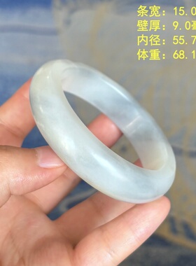 朕捡漏的浅青花籽料手镯55.7