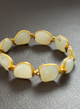 金镶白玉籽料原石手串