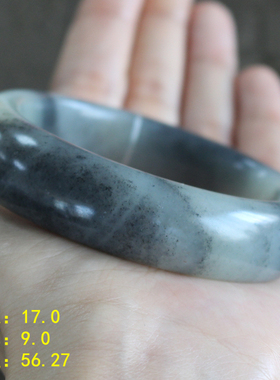 黑白分明水墨花色高脂籽料手镯