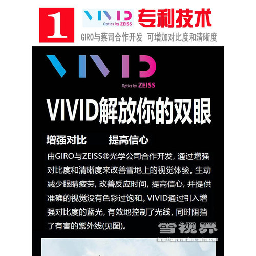 雪视界 美国GIRO METHOD高端滑雪镜 双蔡司VIVID强防雾男女亚洲款 - 图0