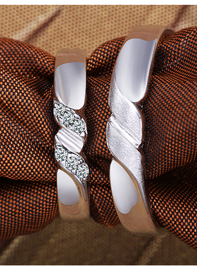 纯银日韩风学生刻字情侣戒指