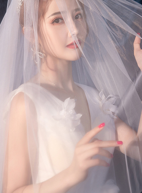新娘韩式新款主婚纱简约结婚头纱