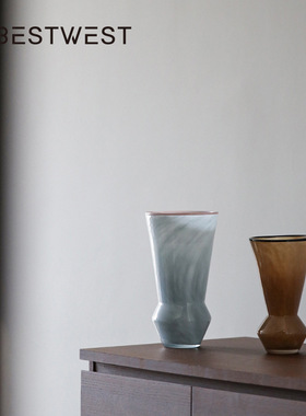 博西家居 玻璃花瓶摆件客厅插花复古创意水培器皿精致大口径花器