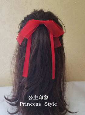 日系古风雪纱飘带蝴蝶结头绳网红