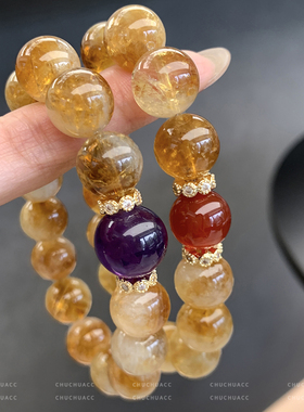 【一夜暴富】天然黄塔金水晶手串