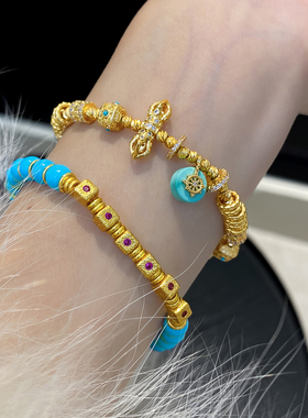 云端之蓝◆绿松石黄金盘缠手链