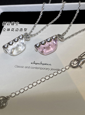 水晶熊花边吊坠小熊项链毕业礼物