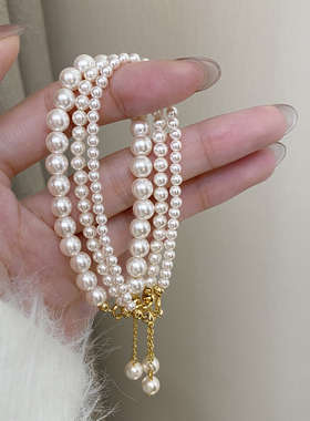 正品施家珍珠手链正圆强光无暇