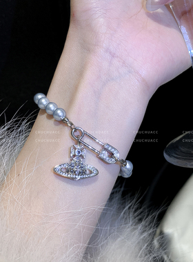 2025柜柜新款雾霾蓝色珍珠项链