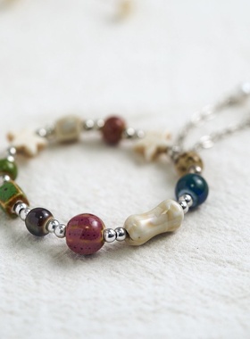 2026时尚一缕青瓷新中式国风景德镇陶瓷手链文艺学生国潮手串民族