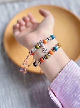 2026时尚小清新景德镇陶瓷金鱼手链女轻奢手工编织小众设计