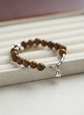 2026时尚厂家文玩木质佛珠多宝珠手串莲花祈福手链鸡翅木饰品男士