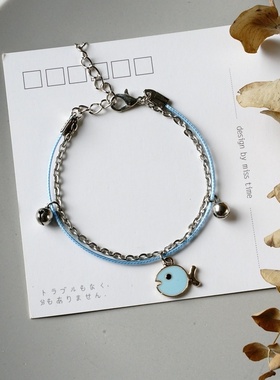 2026时尚日韩流行蓝色系时间手链女流行百搭冷淡风小众设计情侣