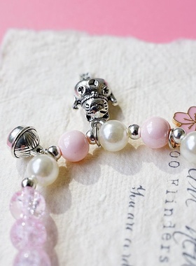 2026时尚韩版桃花运可爱招财猫水晶串珠手链女 简约森系气质闺蜜